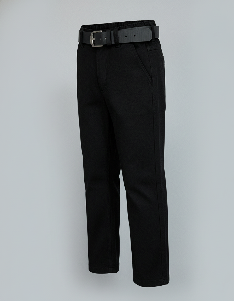 Kids Black Straight Leg Chinos/Pants with belt| 4103