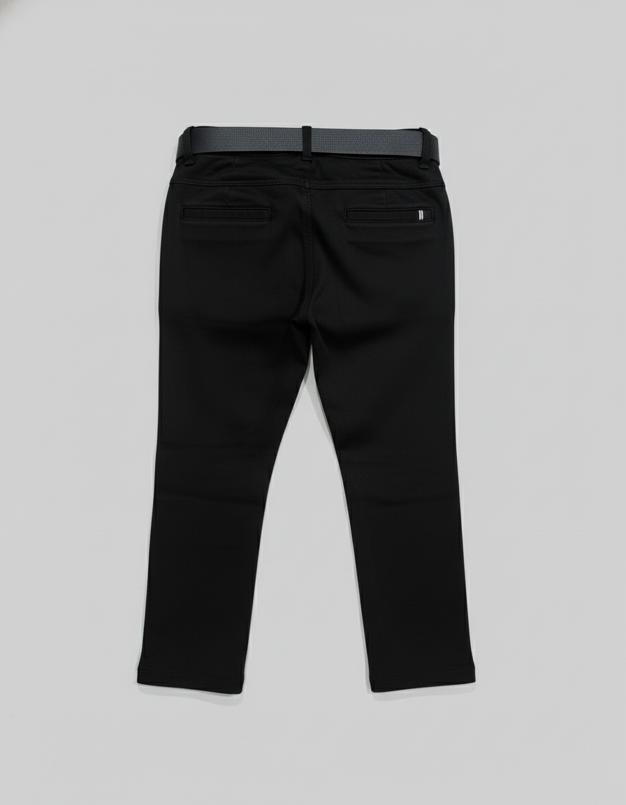 Kids Black Straight Leg Chinos/Pants with belt| 4103