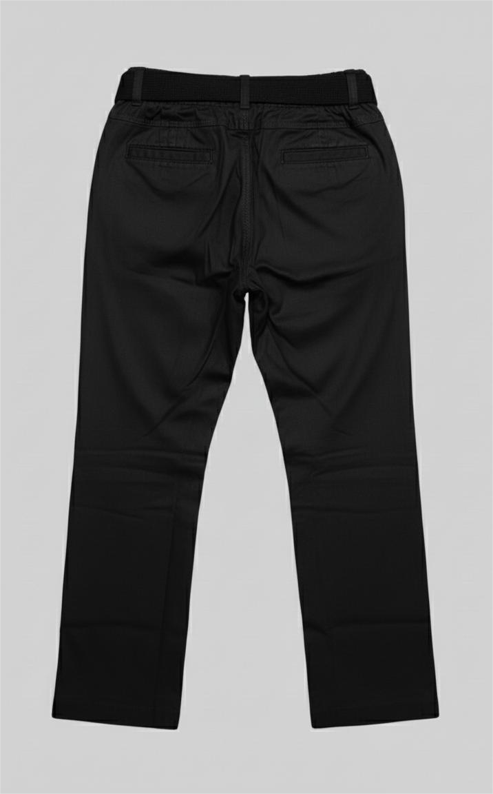 Boys' Black/cream Smart Fit Trousers with Web Belt | 4101