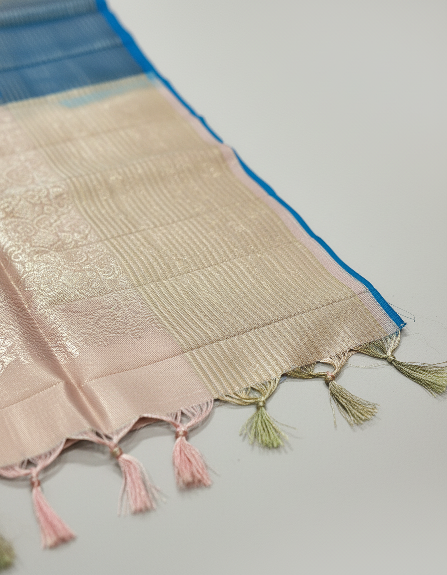 Navy Blue Handloom Silk Saree with Zari Border| AS-004