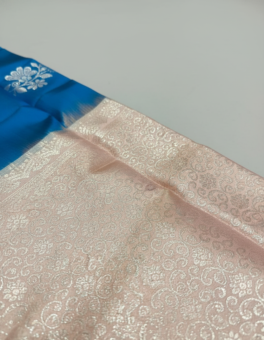 Navy Blue Handloom Silk Saree with Zari Border| AS-004