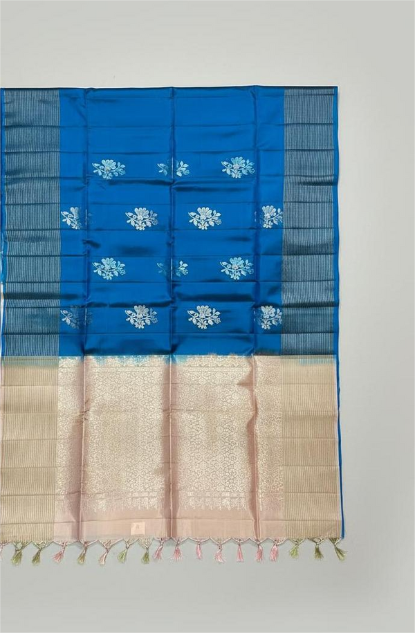 Navy Blue Handloom Silk Saree with Zari Border| AS-004