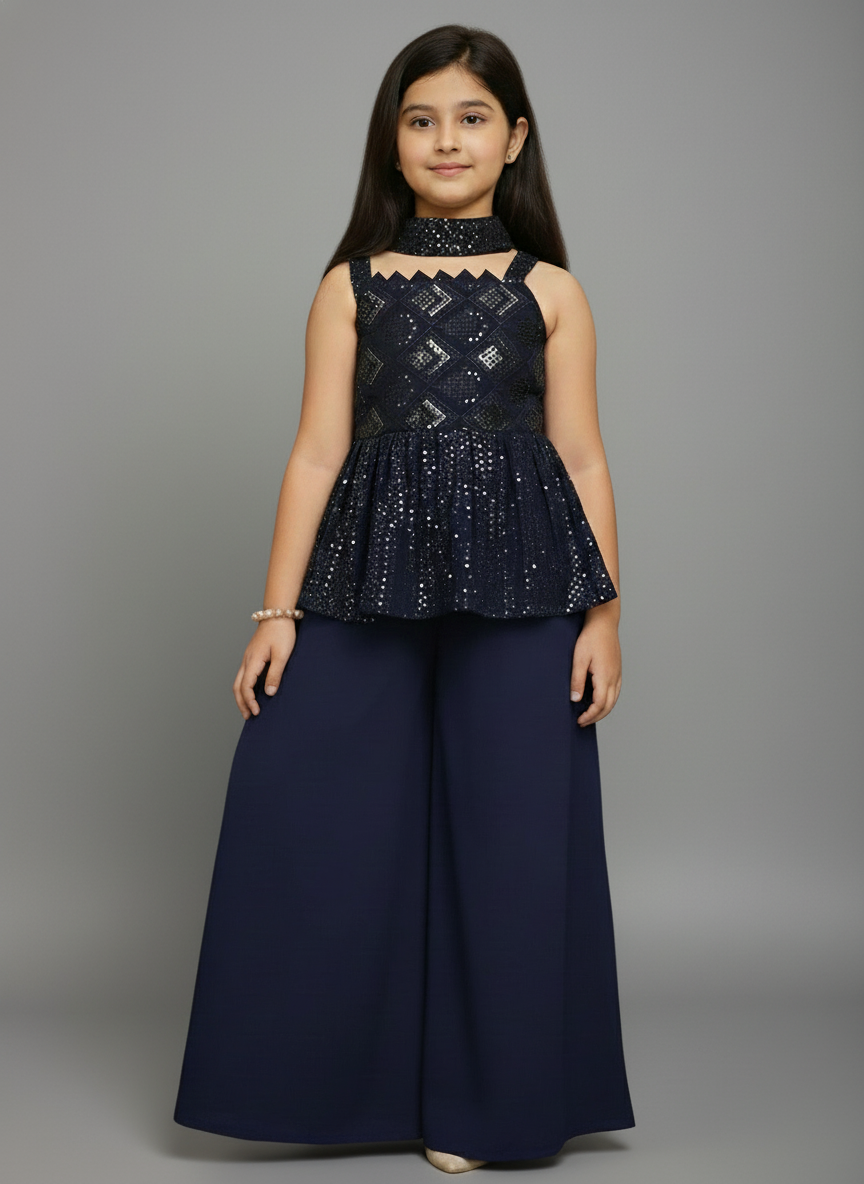 Navy Blue Palazzo Set| Party Wear| 3974