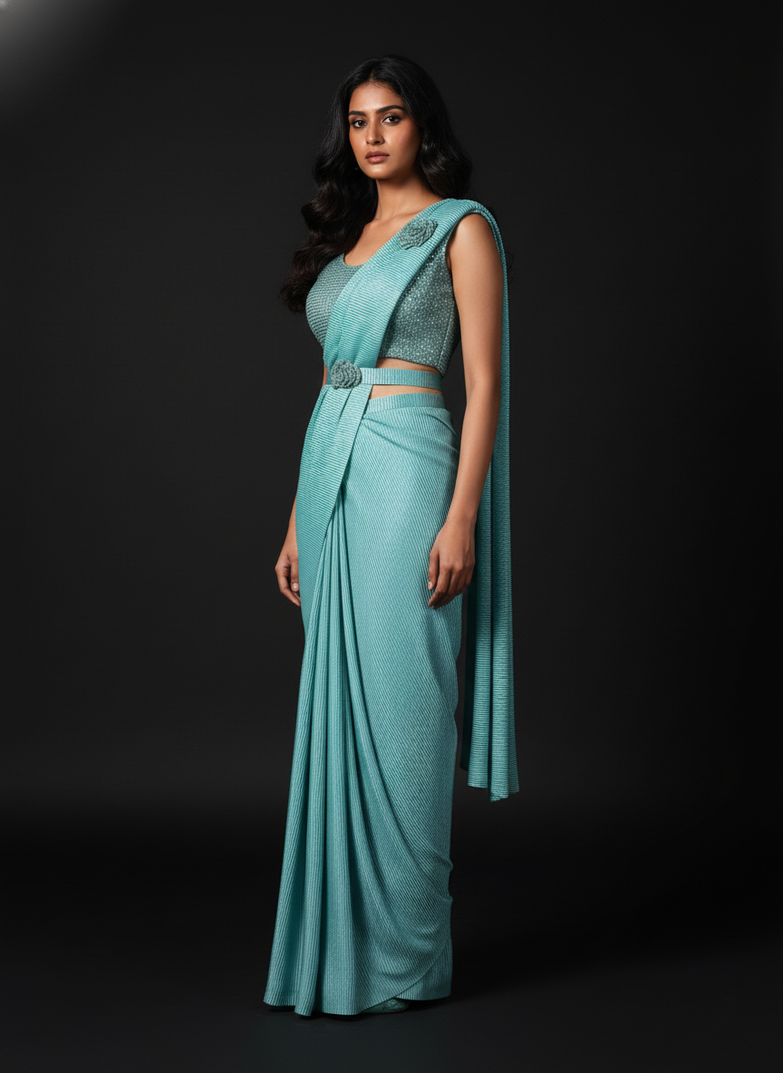 Red Soft Silk Ready-to-Wear Saree | Pre-Draped 1-Minute Saree with Blouse