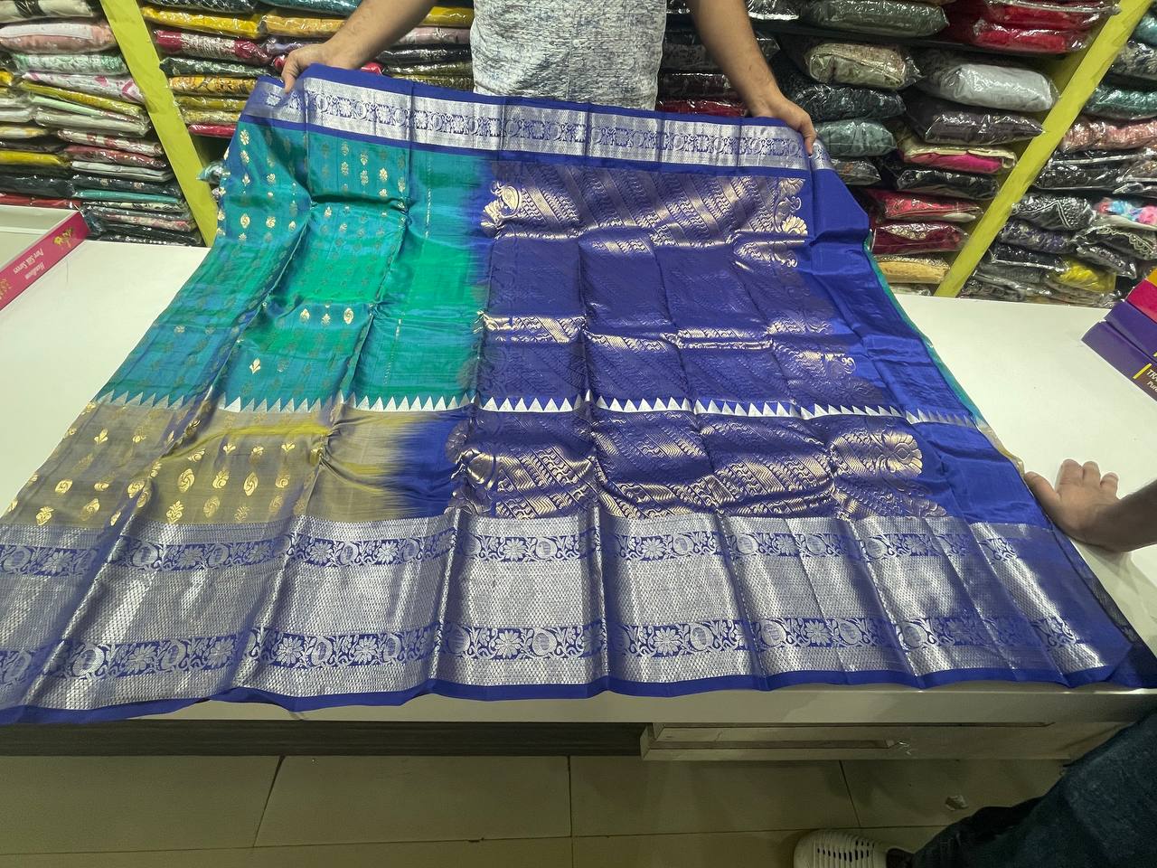 Peacock blue Pure Kancheepuram Silk Saree |AS-0086