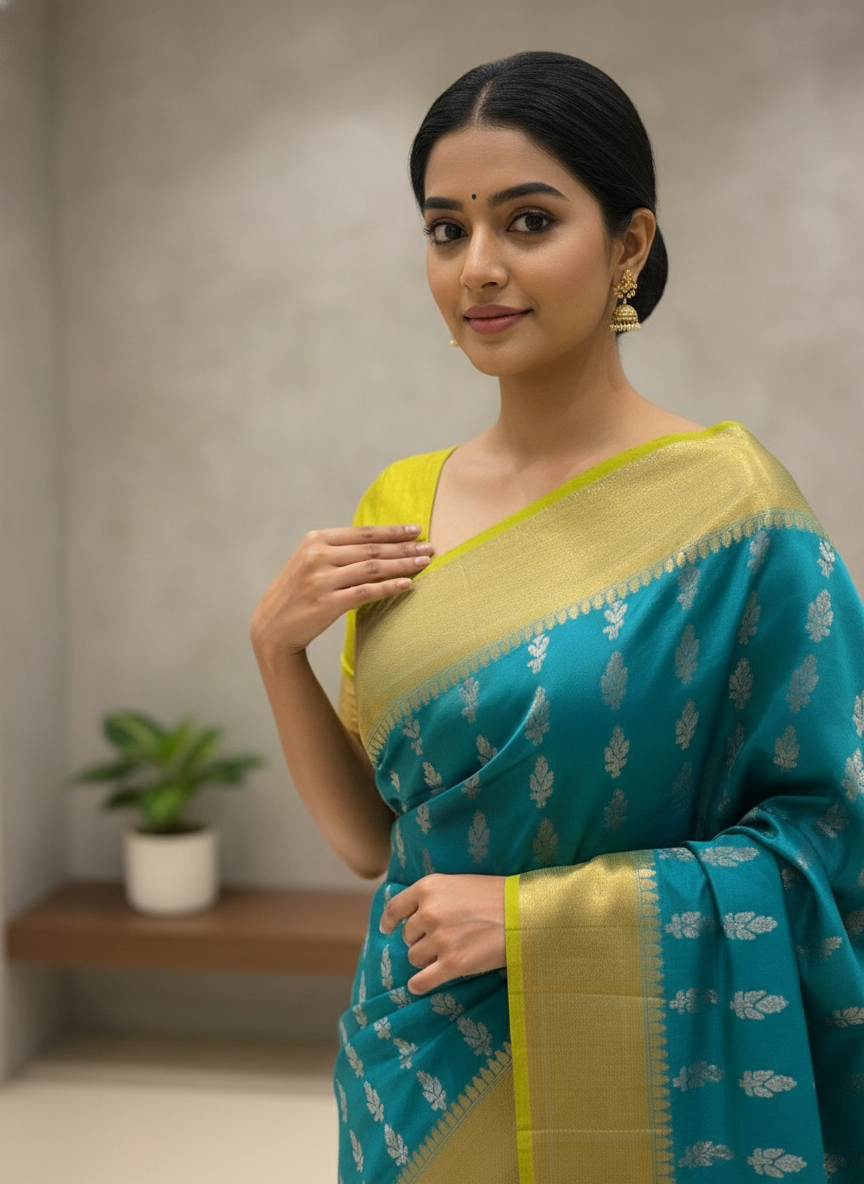 Peacock blue Pure Kancheepuram Silk Saree |AS-0081