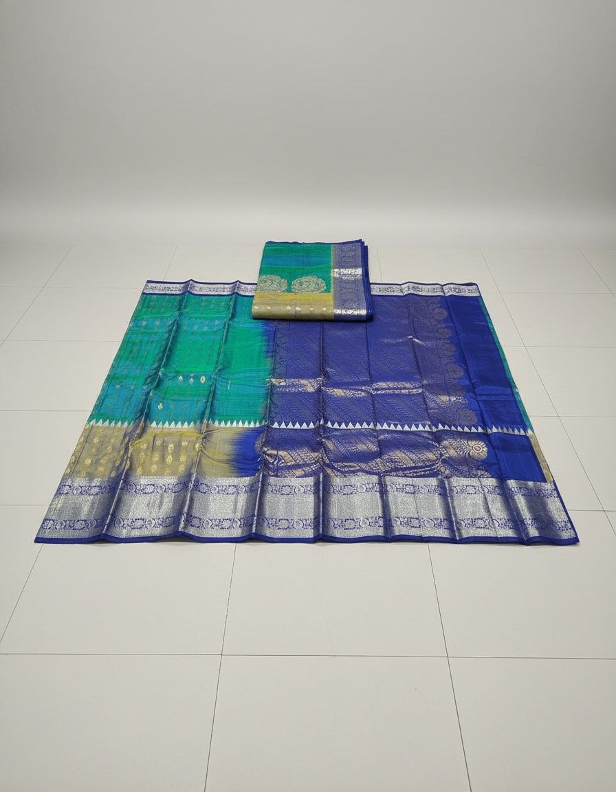 Peacock blue Pure Kancheepuram Silk Saree |AS-0086