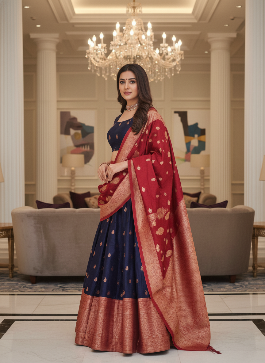 The Opulent Silk Lehenga Choli Collection|  6005