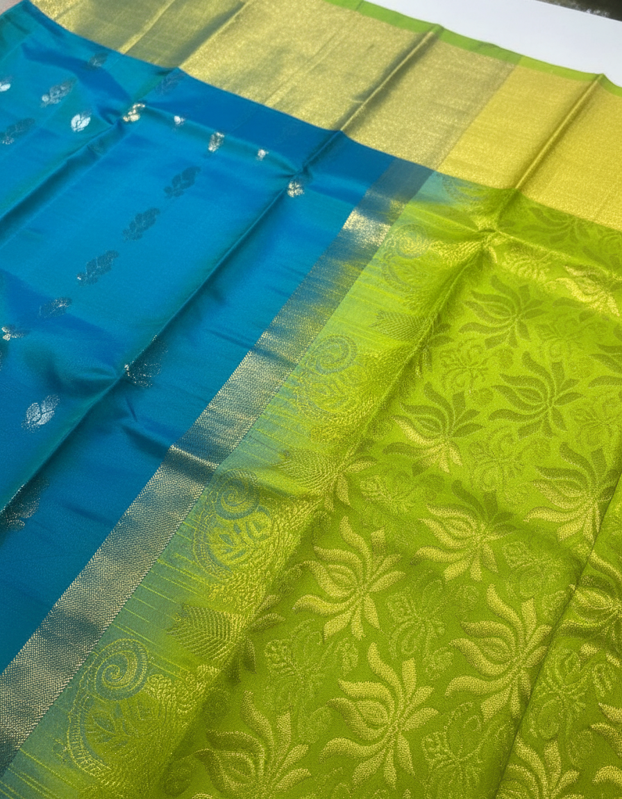 Peacock blue Pure Kancheepuram Silk Saree |AS-0081