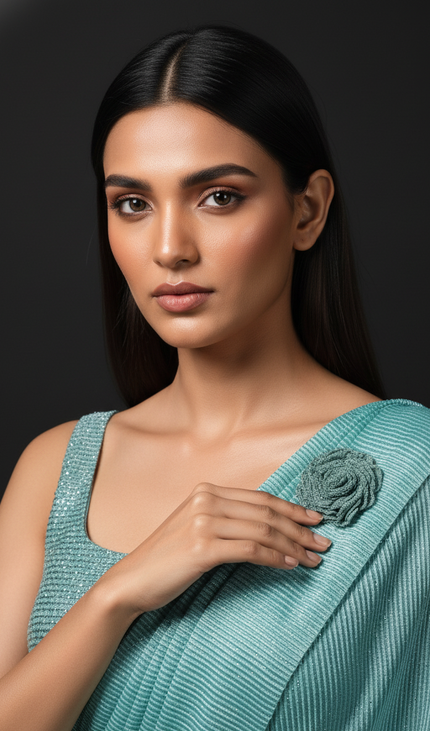 Blue Ready-to-Wear Saree with Stitched Blouse