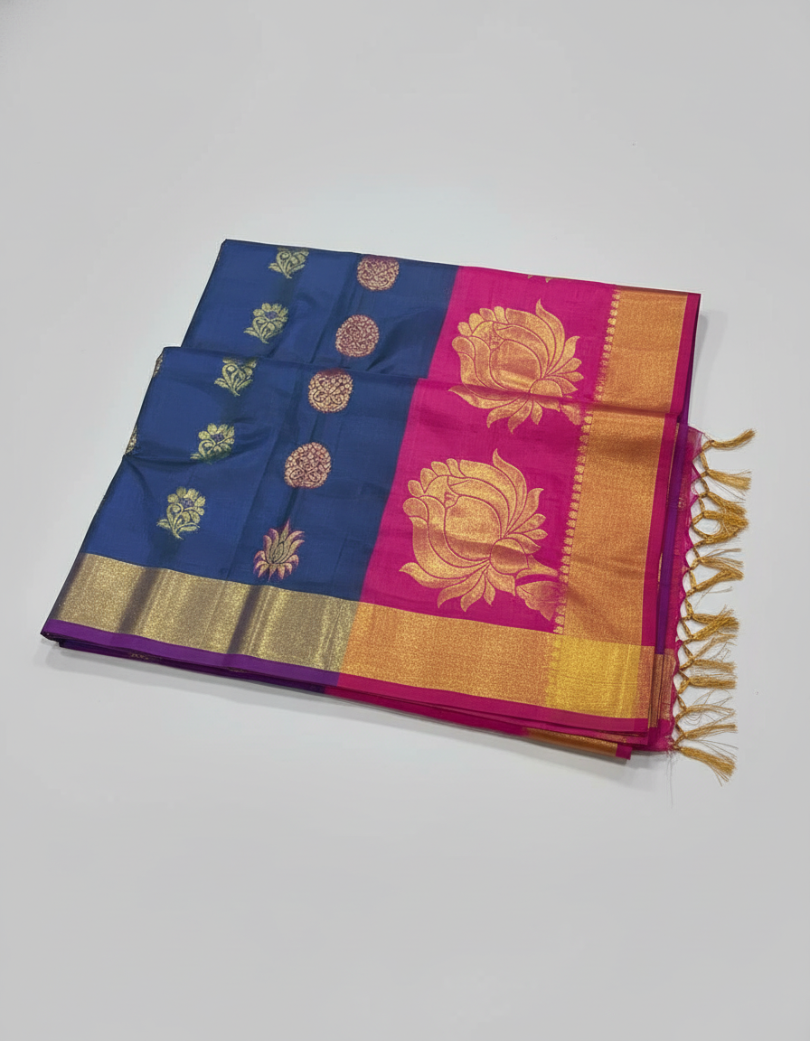 Navy blue Silk Woven Kanjivaram Saree|AS-0047