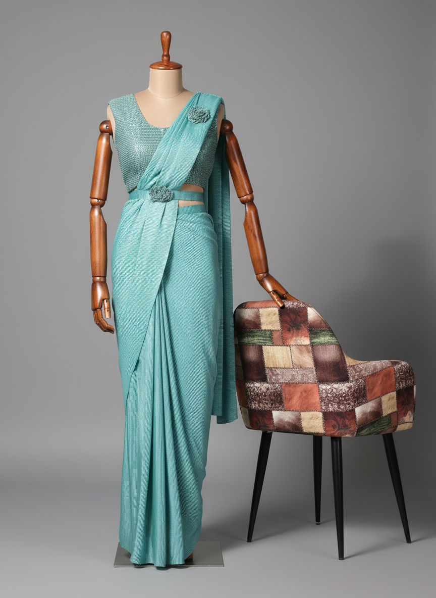 Red Soft Silk Ready-to-Wear Saree | Pre-Draped 1-Minute Saree with Blouse