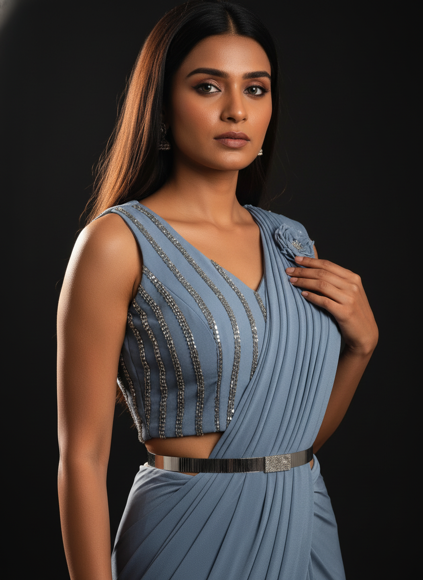 Blue Ready to wear saree