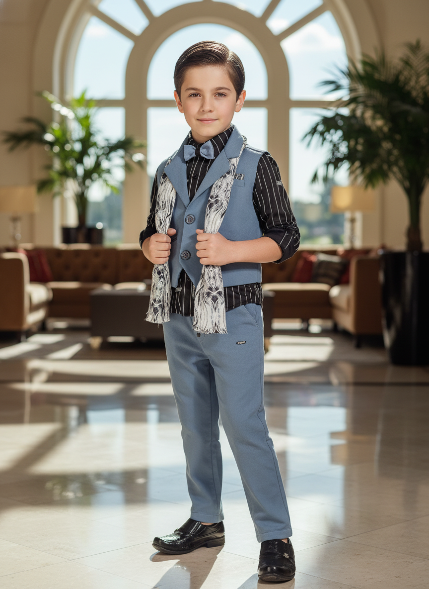 Boys' Pinstripe Vest Suit Set | Formal Occasion Wear
