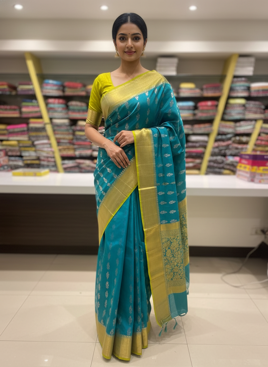 Peacock blue Pure Kancheepuram Silk Saree |AS-0081