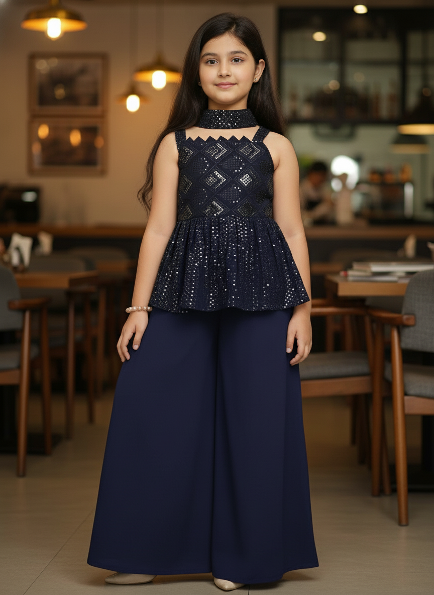 Navy Blue Palazzo Set| Party Wear| 3974