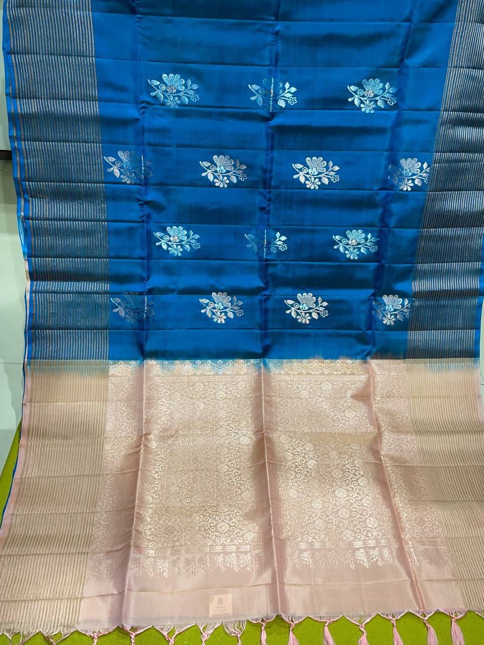 Navy Blue Handloom Silk Saree with Zari Border| AS-004