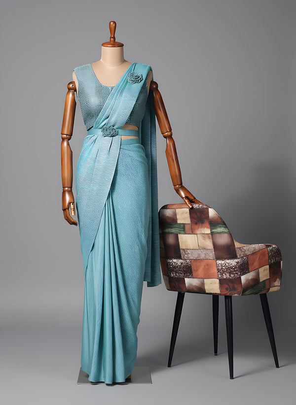 Red Soft Silk Ready-to-Wear Saree | Pre-Draped 1-Minute Saree with Blouse