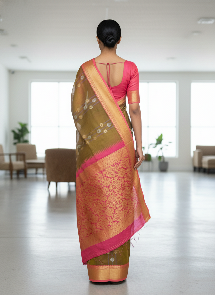 Parrot green Pure Kancheepuram Silk Saree |AS-0082