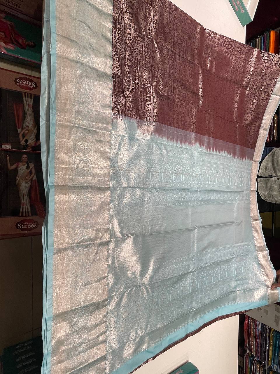 Brown Kanchipuram Silk Saree With Butta Design| AS-00128