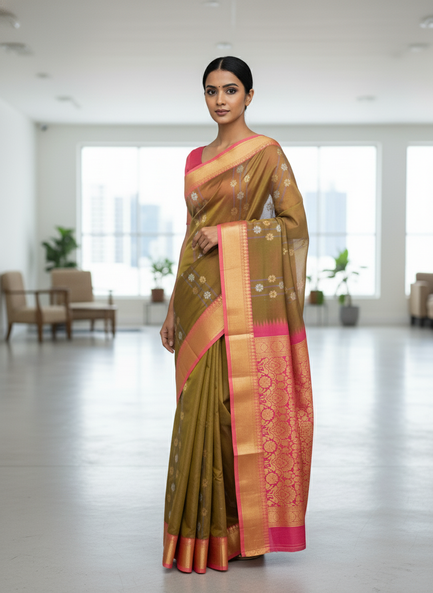 Parrot green Pure Kancheepuram Silk Saree |AS-0082