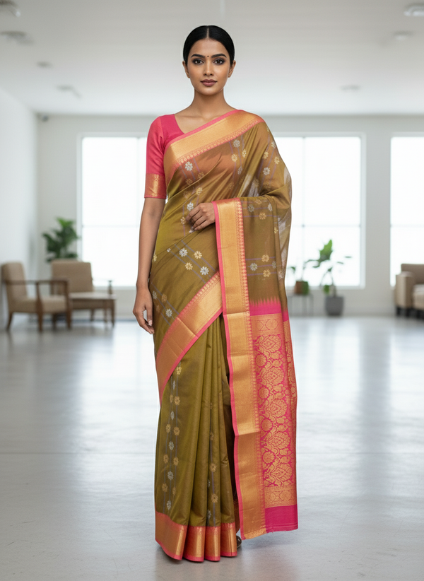 Parrot green Pure Kancheepuram Silk Saree |AS-0082