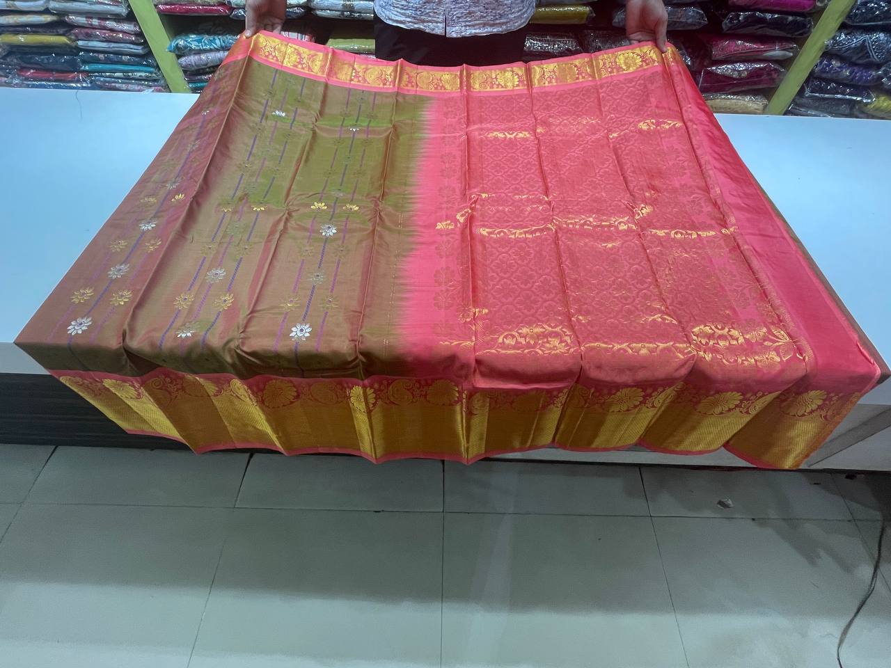 Parrot green Pure Kancheepuram Silk Saree |AS-0082