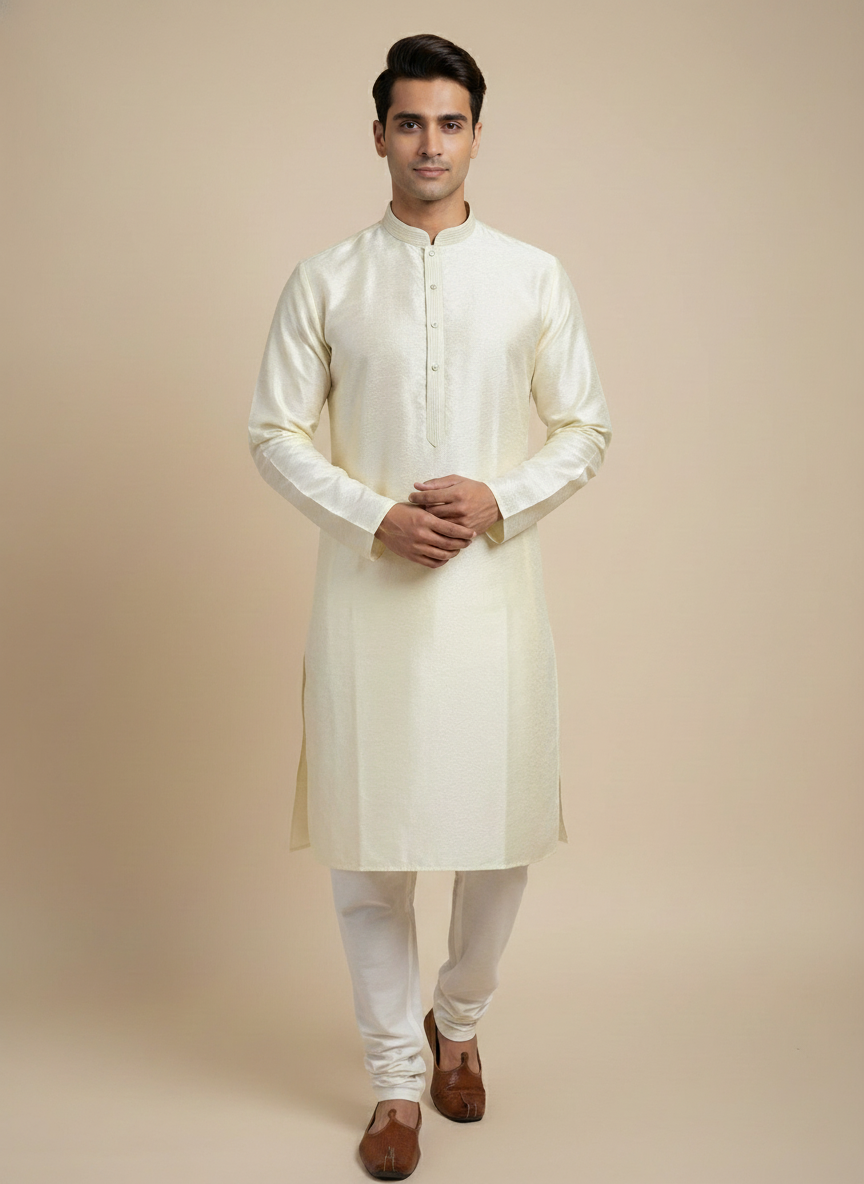 Cream Chikankari Kurta Set |AS-M07