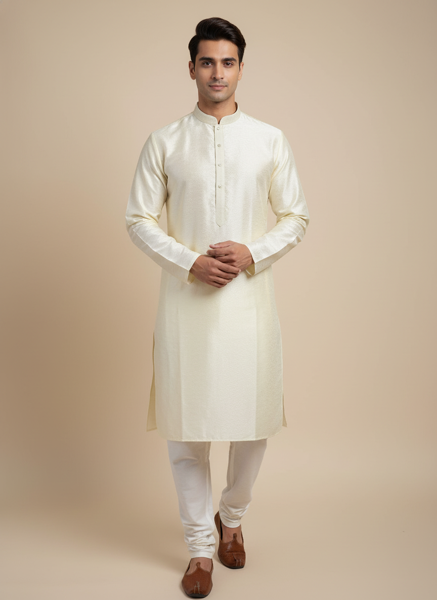Cream Chikankari Kurta Set |AS-M07