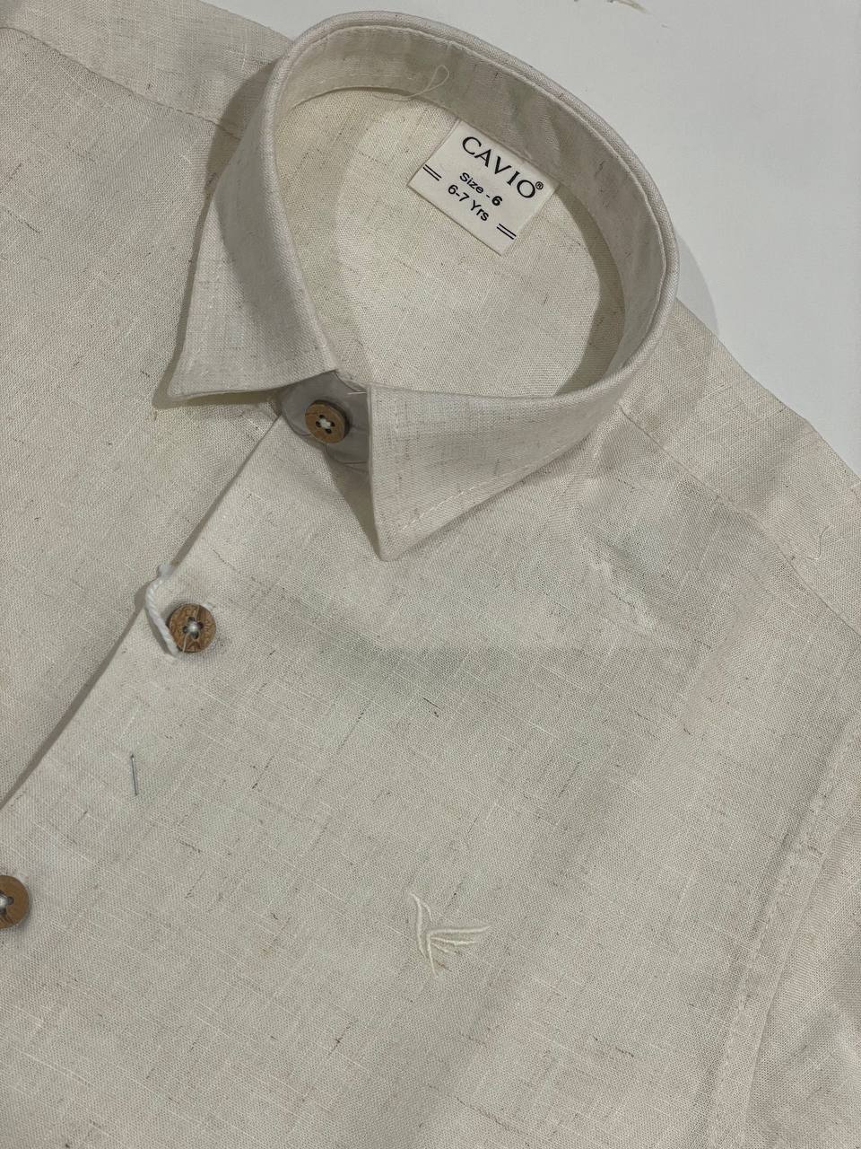 Boys Cream Linen-Look Shirt | 7311