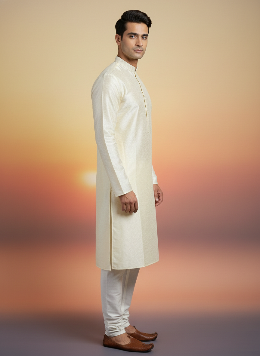 Cream Chikankari Kurta Set |AS-M07