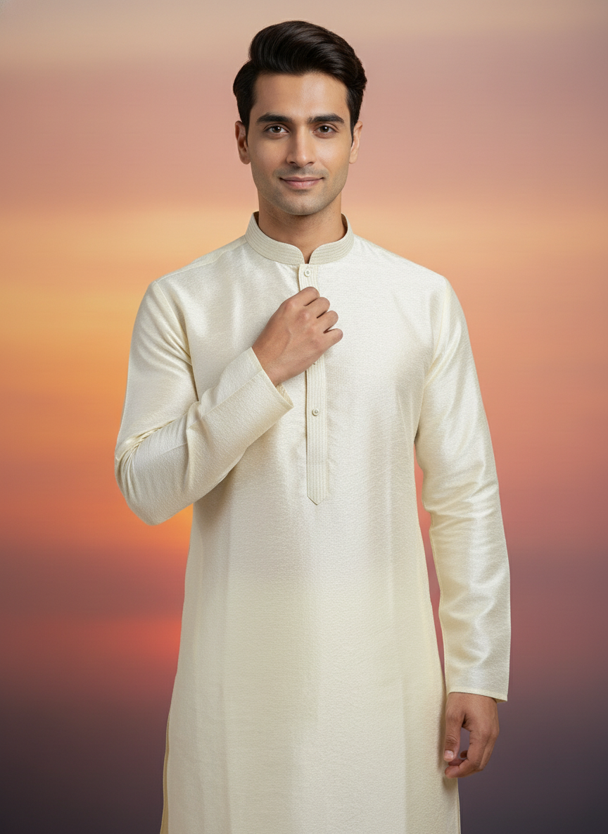 Cream Chikankari Kurta Set |AS-M07