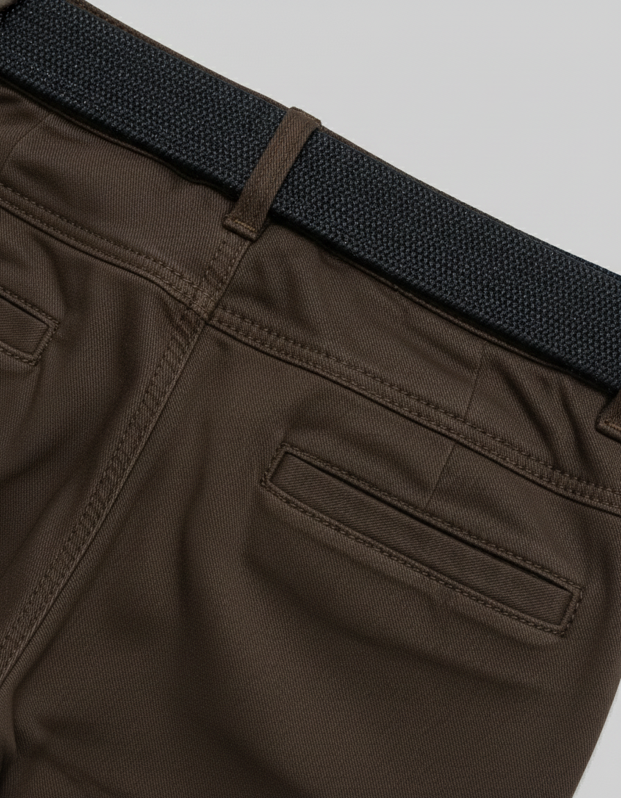 Boys' Soft Stretch Khaki Chinos with Black Belt | 5532