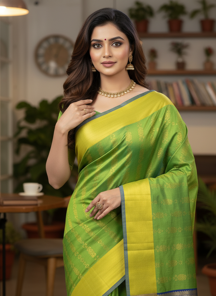 Green Pure Kancheepuram Silk Saree |AS-0073