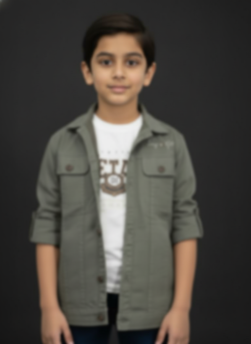 Comfortable Green and khaki Long Sleeve Casual Shirt | 3212