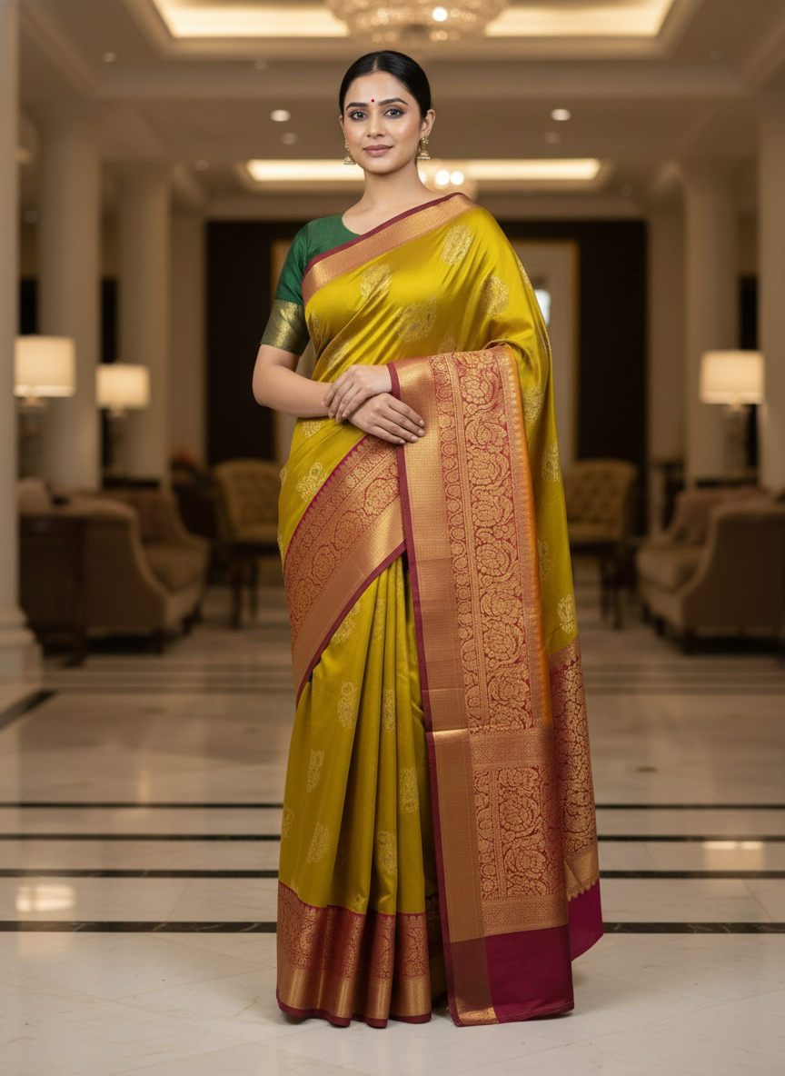 Famous orange Kanchipuram Semi Silk Saree| AS-009