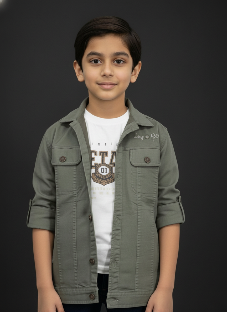 Comfortable Green and khaki Long Sleeve Casual Shirt | 3212