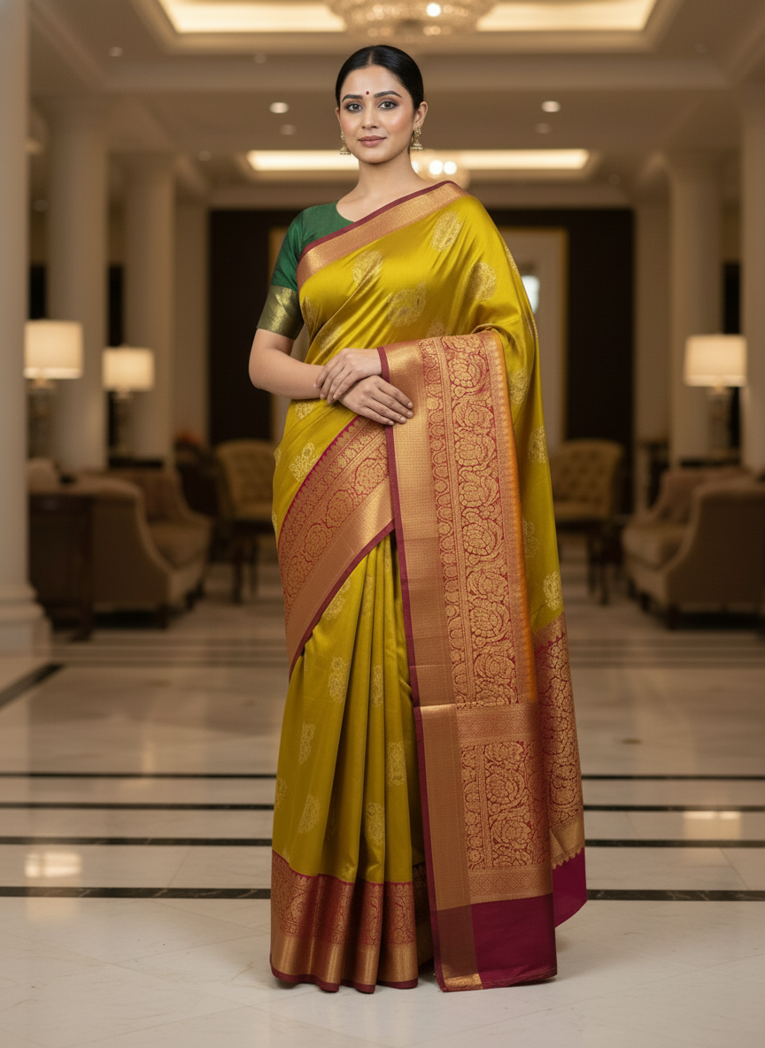 Famous orange Kanchipuram Semi Silk Saree| AS-009