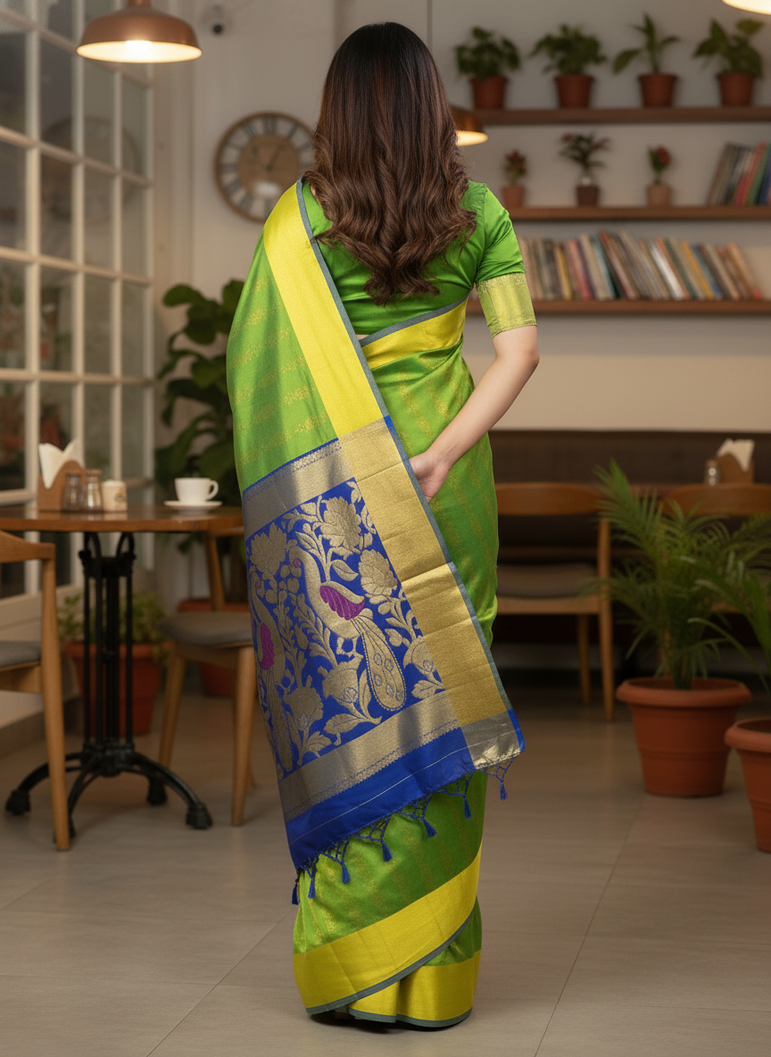Green Pure Kancheepuram Silk Saree |AS-0073