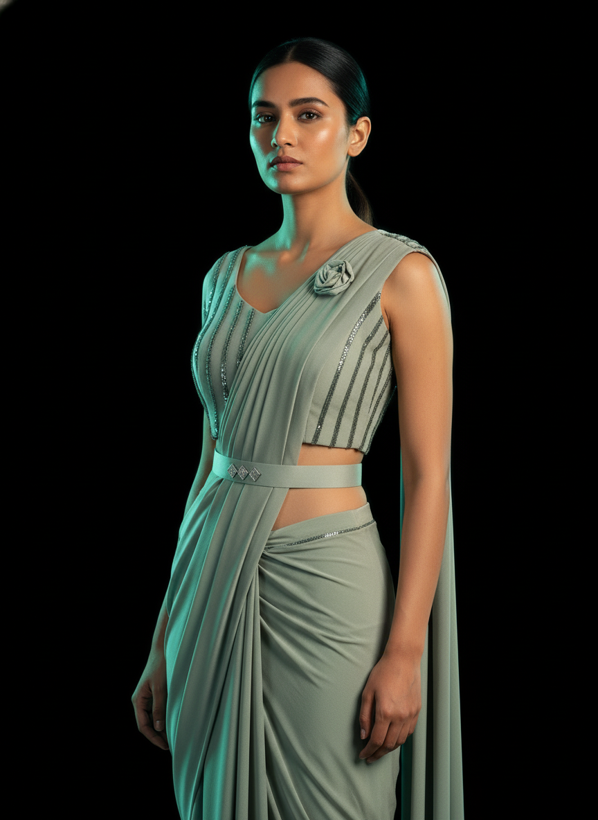 Light Green Ready to wear saree|02