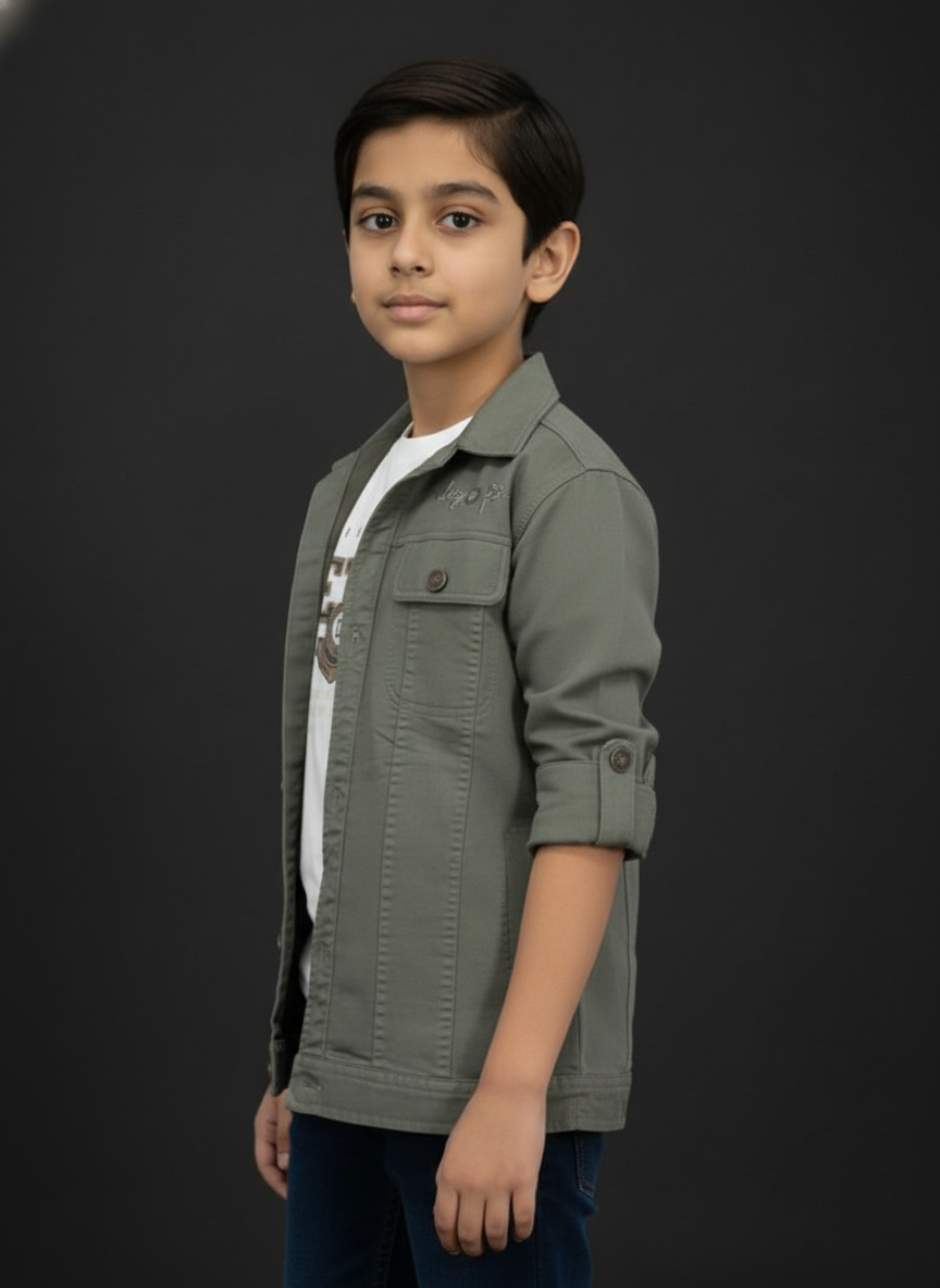 Comfortable Green and khaki Long Sleeve Casual Shirt | 3212