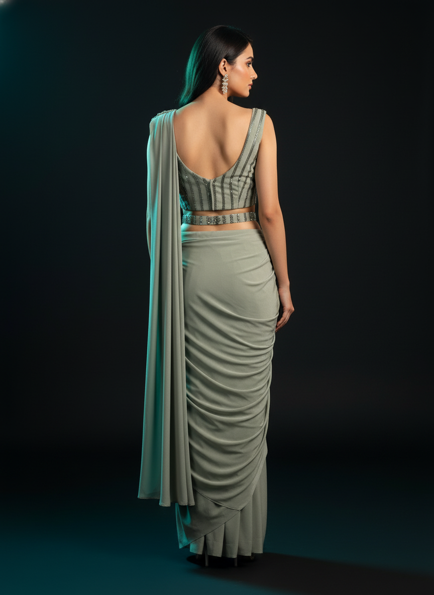 Light Green Ready to wear saree|02