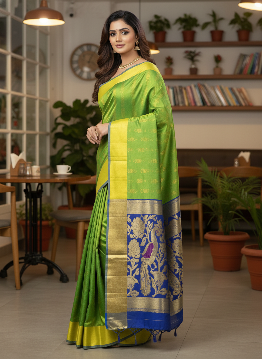 Green Pure Kancheepuram Silk Saree |AS-0073