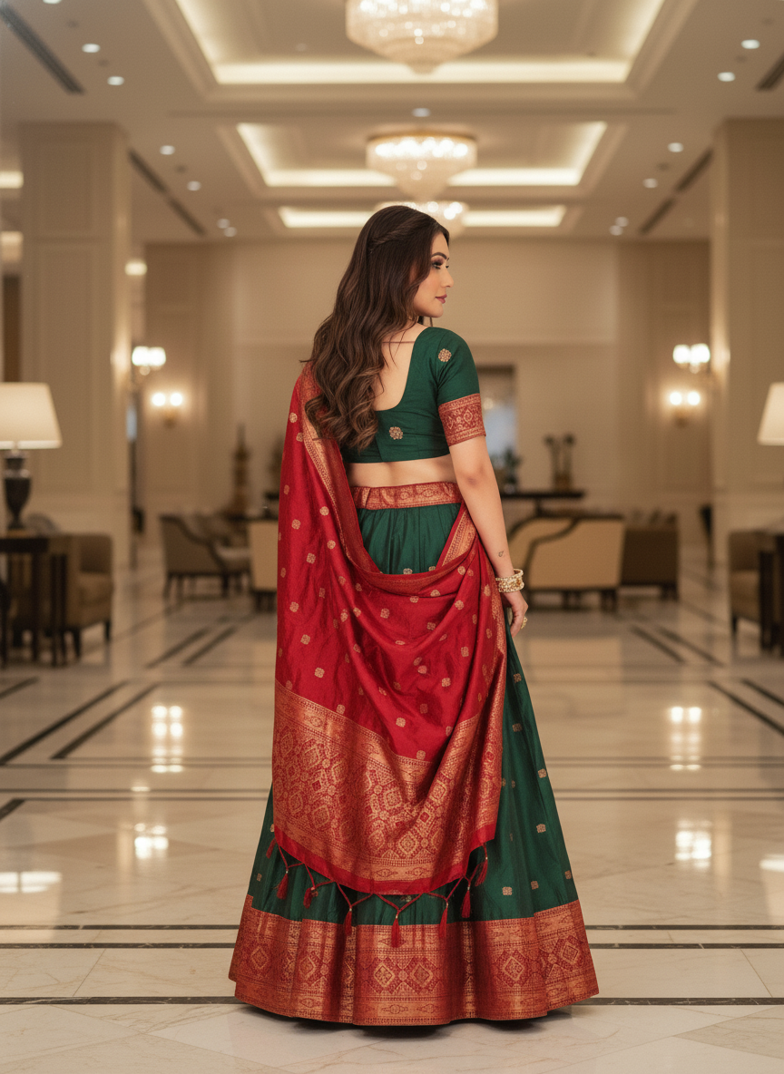 Women's Silk  Kanjivaram Style Lehenga | 6004