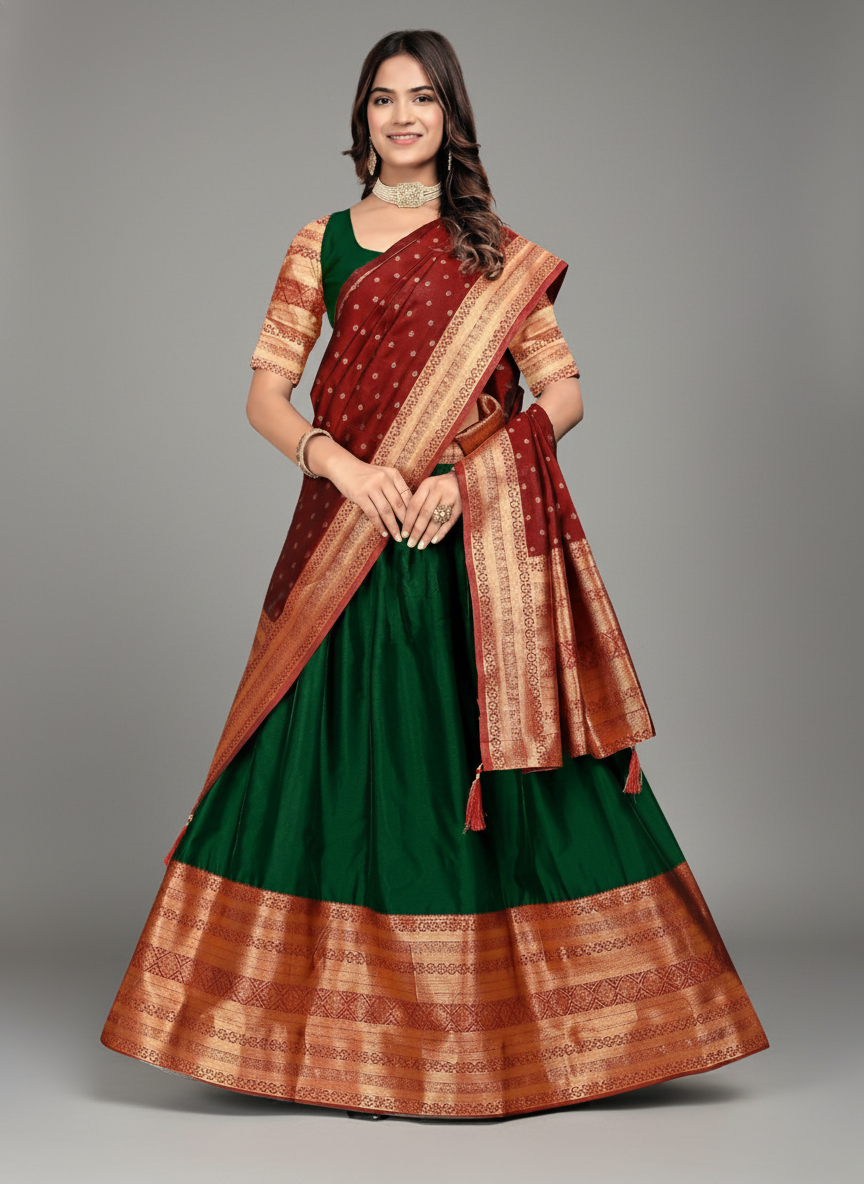 Women's  Silk Lehenga |  SEMI STICHED |5004