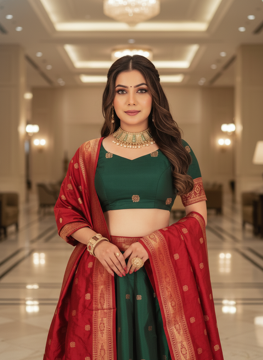 Women's Silk  Kanjivaram Style Lehenga | 6004