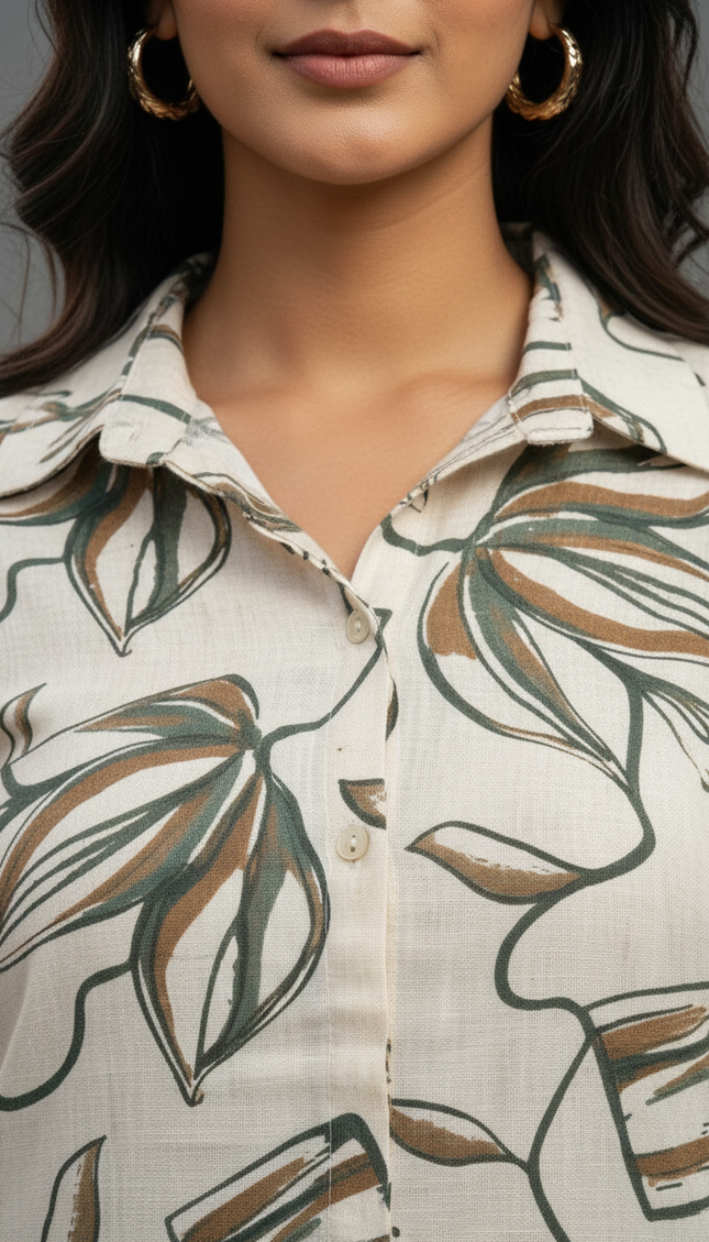 Green and white  cotton Printed Co-Ord Set For Women|K5_2