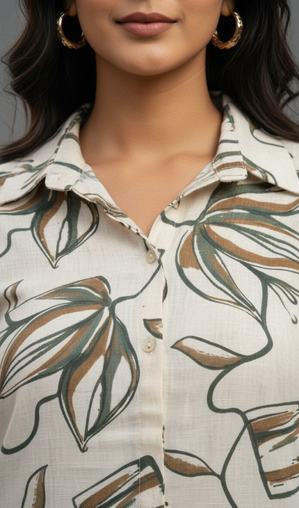 Green and white  cotton Printed Co-Ord Set For Women|K5_2