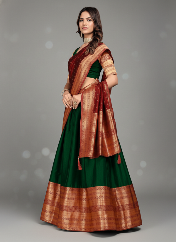 Women's  Silk Lehenga |  SEMI STICHED |5004