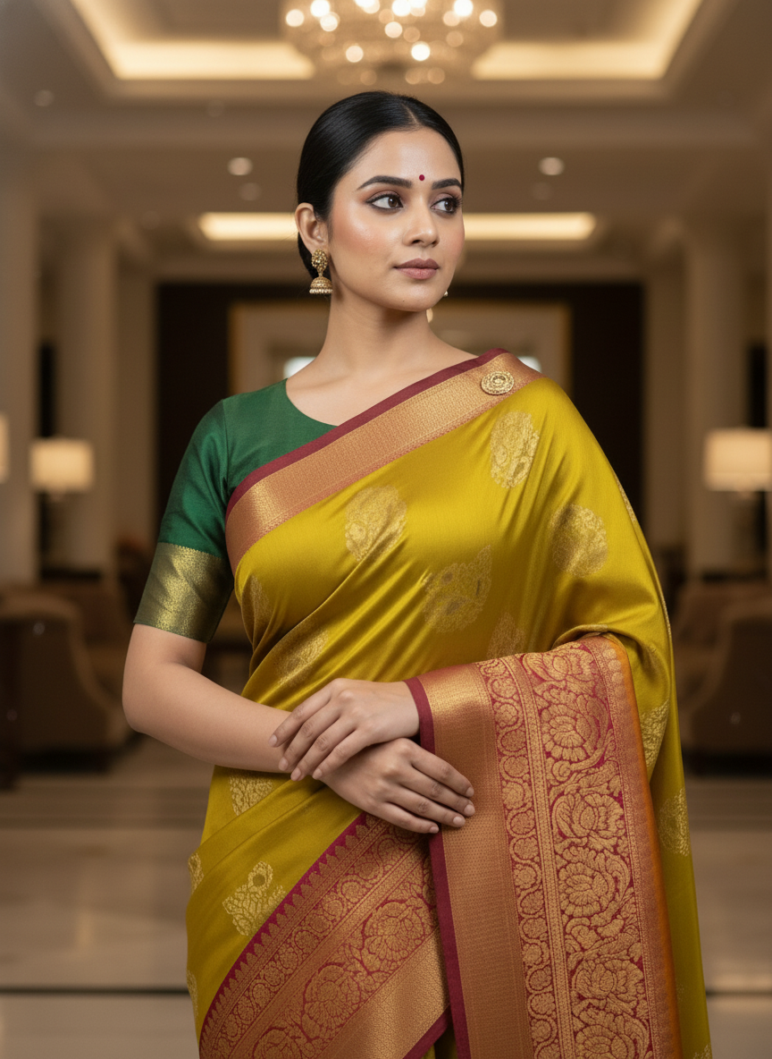 Famous orange Kanchipuram Semi Silk Saree| AS-009